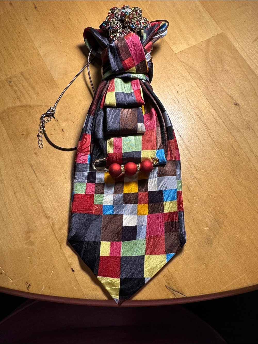The Gallery Collection of Paul Klee. Checkered Pattern Necklace Tie with Brooch
